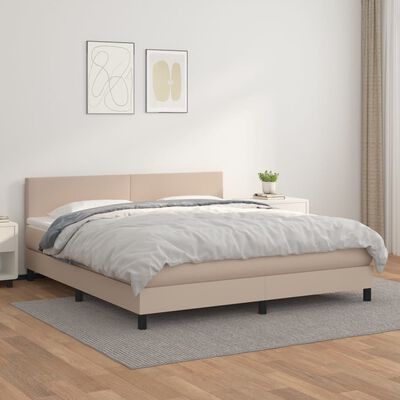 vidaXL Box spring postel s matrací cappuccino 180 x 200 cm umělá kůže