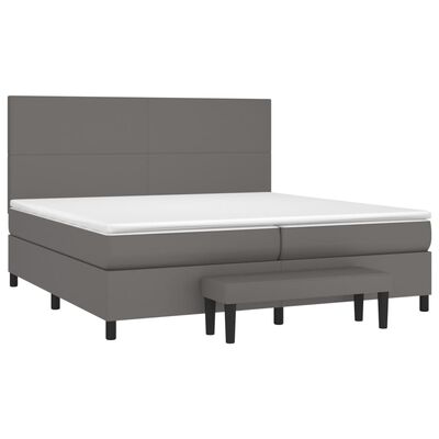 vidaXL Box spring postel s matrací šedá 200x200 cm umělá kůže