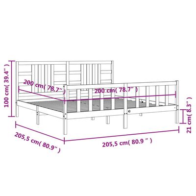 vidaXL Rám postele s čelem bílý 200 x 200 cm masivní dřevo