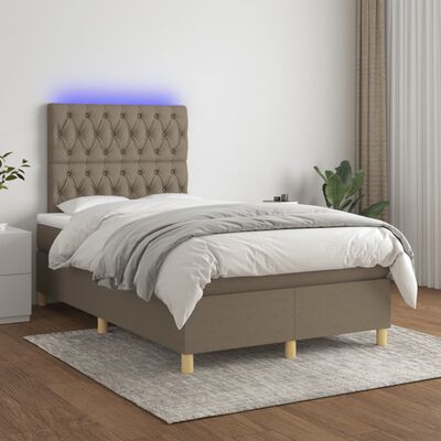 vidaXL Box spring postel s matrací a LED taupe 120x190 cm textil