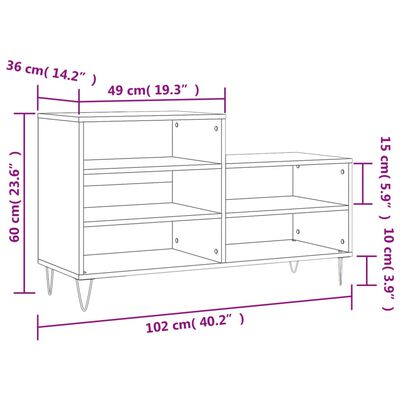 vidaXL Botník bílý s vysokým leskem 102x36x60 cm kompozitní dřevo