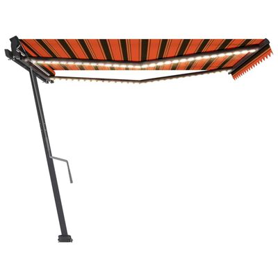 vidaXL Ručně zatahovací markýza s LED světlem 450x350 cm oranžovohnědá