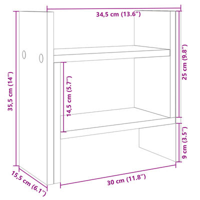 vidaXL Stolní organizér kouřový dub 34,5x15,5x35,5 cm kompozitní dřevo