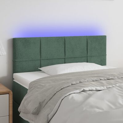 vidaXL Čelo postele s LED tmavě zelené 100x5x78/88 cm samet