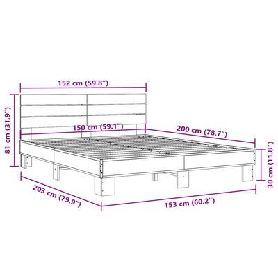 vidaXL Rám postele kouřový dub 150 x 200 cm kompozitní dřevo a kov