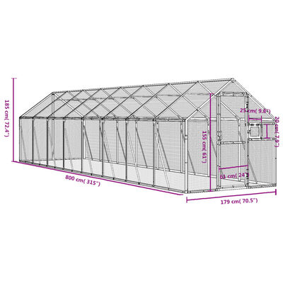 vidaXL Voliéra antracitová 1,79 x 8 x 1,85 m hliník