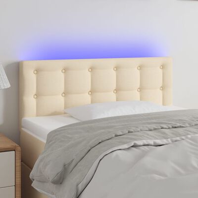 vidaXL Čelo postele s LED krémové 80 x 5 x 78/88 cm textil