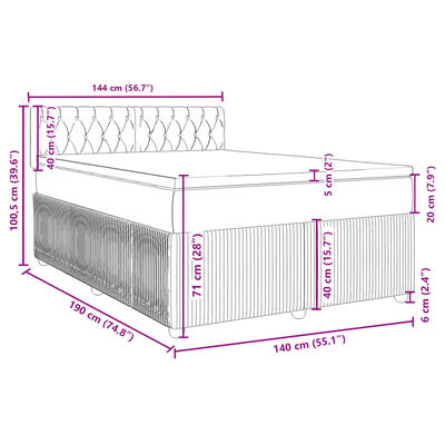 vidaXL Box spring postel s matrací modrá 140 x 190 cm samet