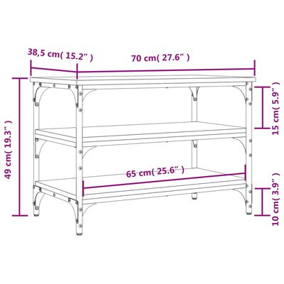 vidaXL Lavice s botníkem hnědý dub 70 x 38,5 x 49 cm kompozitní dřevo