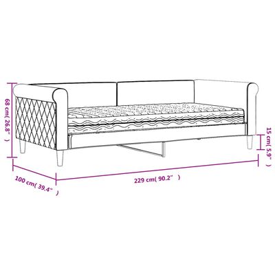 vidaXL Válenda s matrací tmavě šedá 90 x 200 cm samet