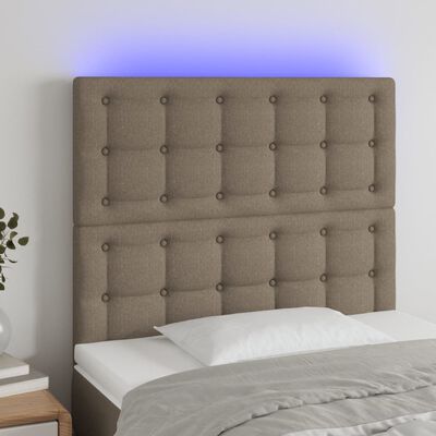 vidaXL Čelo postele s LED taupe 90x5x118/128 cm textil