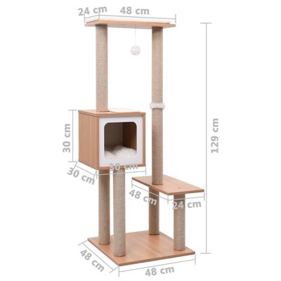 vidaXL Škrabadlo pro kočky se sisalovým koberečkem 129 cm