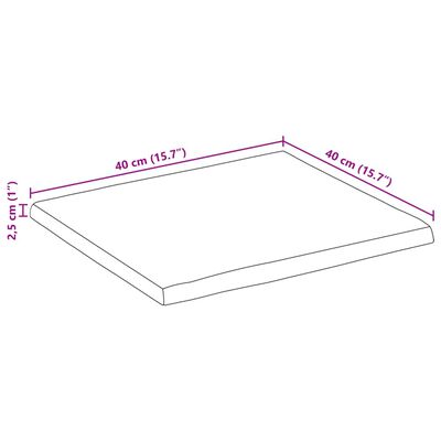 vidaXL Stolní deska živá hrana 40x40x2,5 cm masivní hrubý mangovník