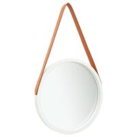 vidaXL Nástěnné zrcadlo s popruhem 40 cm bílé