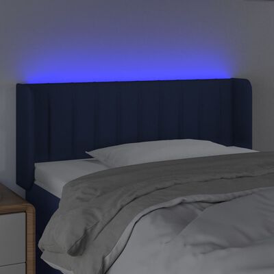 vidaXL Čelo postele s LED modré 83 x 16 x 78/88 cm textil