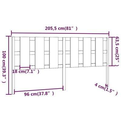 vidaXL Čelo postele 205,5 x 4 x 100 cm masivní borovice