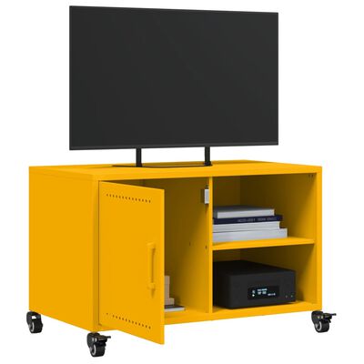 vidaXL TV skříňka hořčicově žlutá 68 x 39 x 43,5 cm ocel