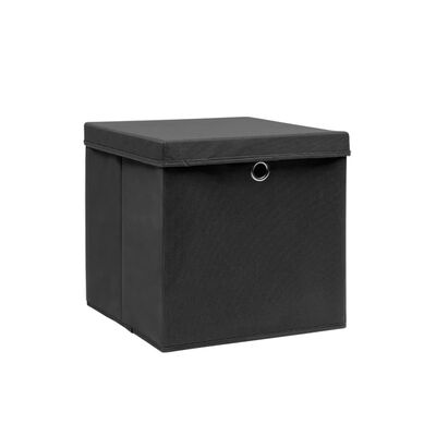 vidaXL Úložné boxy s víky 4 ks 28 x 28 x 28 cm černé