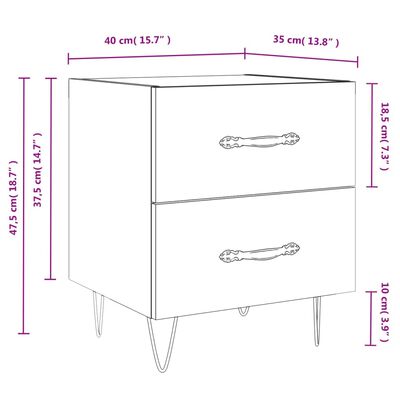 vidaXL Noční stolky 2 ks hnědý dub 40 x 35 x 47,5 cm kompozitní dřevo