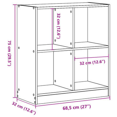 vidaXL Knihovna betonově šedá 68,5 x 32 x 75 cm kompozitní dřevo