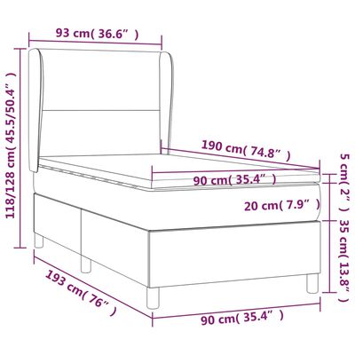 vidaXL Box spring postel s matrací černá 90x190 cm samet