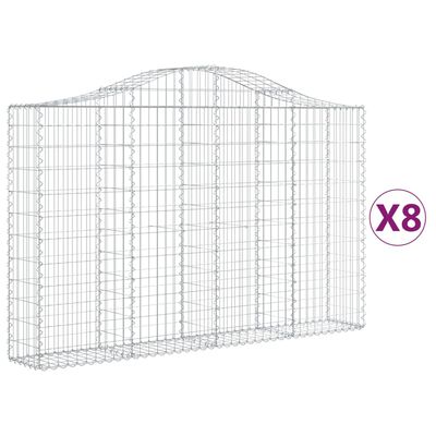 vidaXL Klenuté gabionové koše 8 ks 200x30x120/140cm pozinkované železo