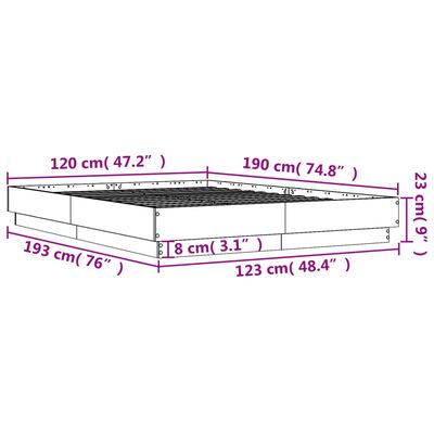 vidaXL Rám postele betonově šedý 120 x 190 cm kompozitní dřevo