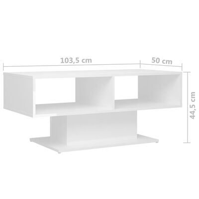 vidaXL Konferenční stolek bílý vysoký lesk 103,5x50x44,5cm dřevotříska