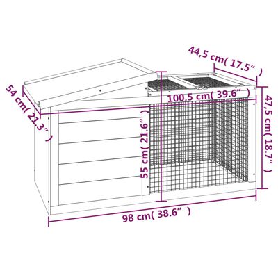 vidaXL Králíkárna moka 100,5 x 54 x 55 cm masivní borové dřevo