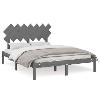 vidaXL Rám postele šedý 150 x 200 cm King Size masivní dřevo