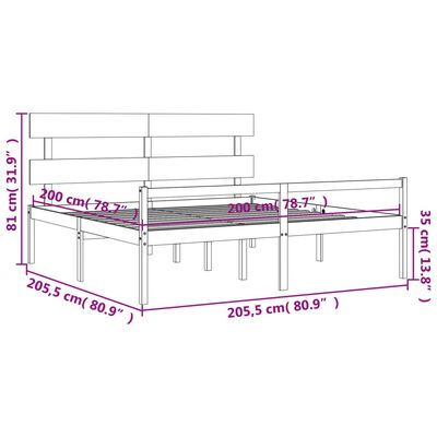 vidaXL Postel s čelem pro seniory 200x200 cm masivní dřevo