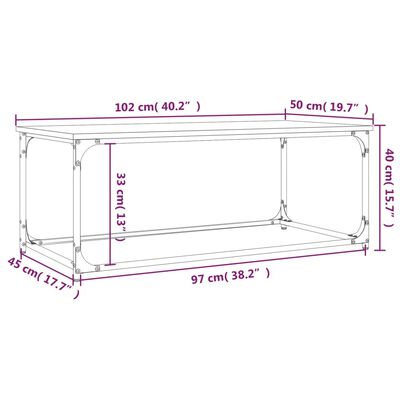 vidaXL Konferenční stolek dub sonoma 102x50x40 cm kompozit a železo