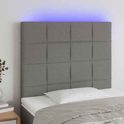 vidaXL Čelo postele s LED tmavě šedé 100x5x118/128 cm textil