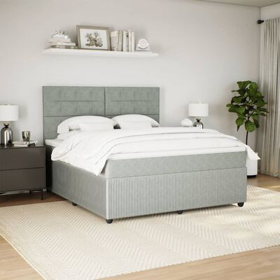 vidaXL Box spring postel s matrací světle šedá 180x200 cm samet