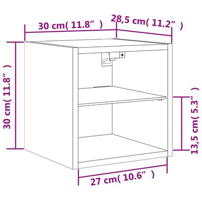 vidaXL Nástěnná TV skříňka s LED osvětlením bílá 30 x 28,5 x 30 cm