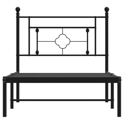 vidaXL Kovový rám postele s čelem černý 90 x 200 cm
