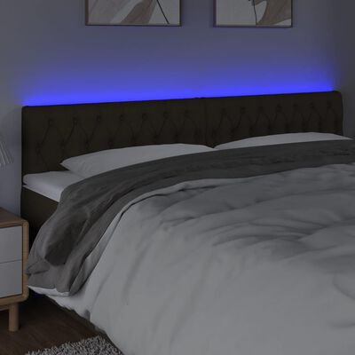 vidaXL Čelo postele s LED tmavě hnědé 180 x 7 x 78/88 cm textil