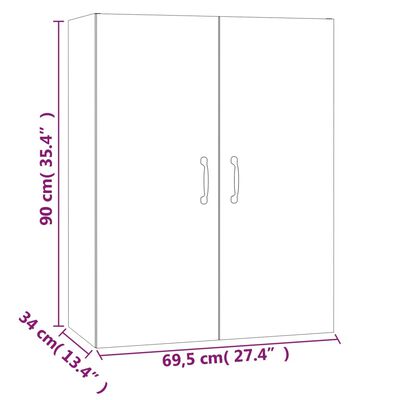 vidaXL Závěsná skříňka lesklá bílá 69,5 x 34 x 90 cm kompozitní dřevo