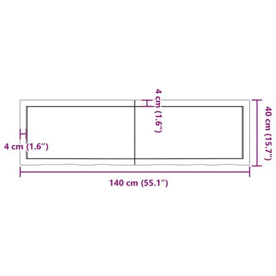 vidaXL Koupelnová deska tmavě hnědá 140x40x(2-6) cm ošetřený masiv