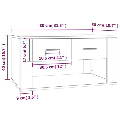 vidaXL Konferenční stolek hnědý dub 80x50x40cm kompozitní dřevo