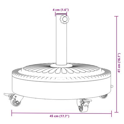 vidaXL Stojan na slunečník s kolečky pro tyč Ø 38/48 mm 27 kg kruhový