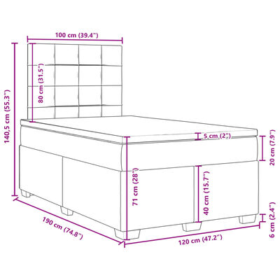 vidaXL Box spring postel s matrací modrá 120 x 190 cm samet