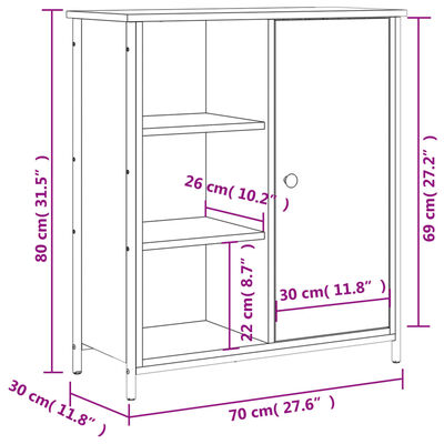 vidaXL Příborník kouřový dub 70 x 30 x 80 cm kompozitní dřevo