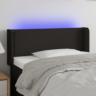 vidaXL Čelo postele s LED černé 83 x 16 x 78/88 cm textil