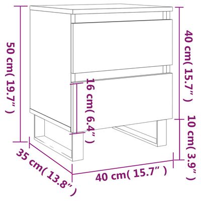 vidaXL Noční stolky 2 ks betonově šedé 40x35x50 cm kompozitní dřevo