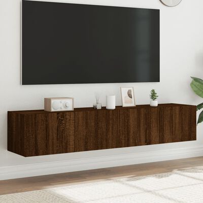 vidaXL Nástěnné TV skříňky s LED osvětlením 2 ks hnědý dub 80x35x31 cm