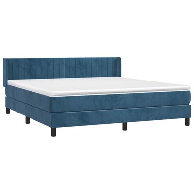 vidaXL Box spring postel s matrací tmavě modrá 160x200 cm samet