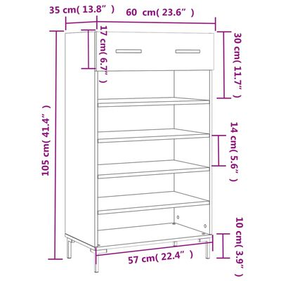 vidaXL Botník bílý s vysokým leskem 60 x 35 x 105 cm kompozitní dřevo