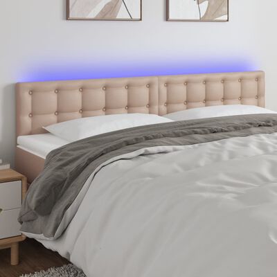 vidaXL Čelo postele s LED cappuccino 180x5x78/88 cm umělá kůže