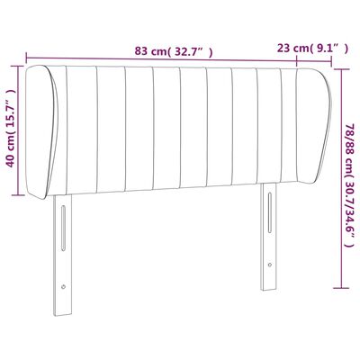 vidaXL Čelo postele typu ušák černé 83x23x78/88 cm textil